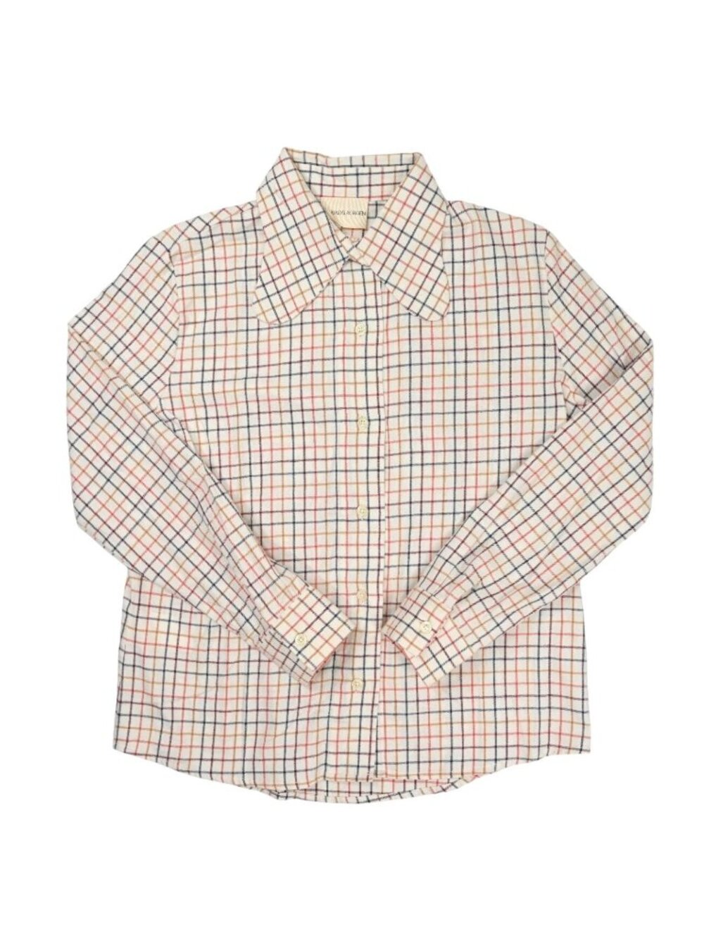 Maria de la Orden Button Front Shirt in Ivory Windowpane Print